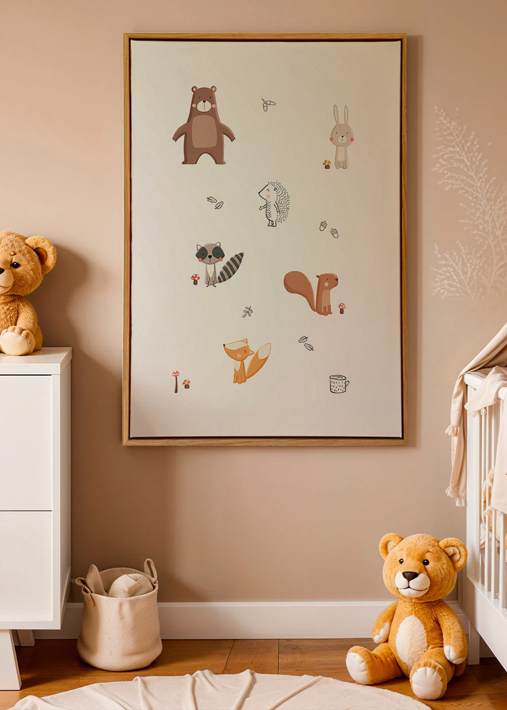 Kinderbild Waldtiere in sanften Pastelltönen