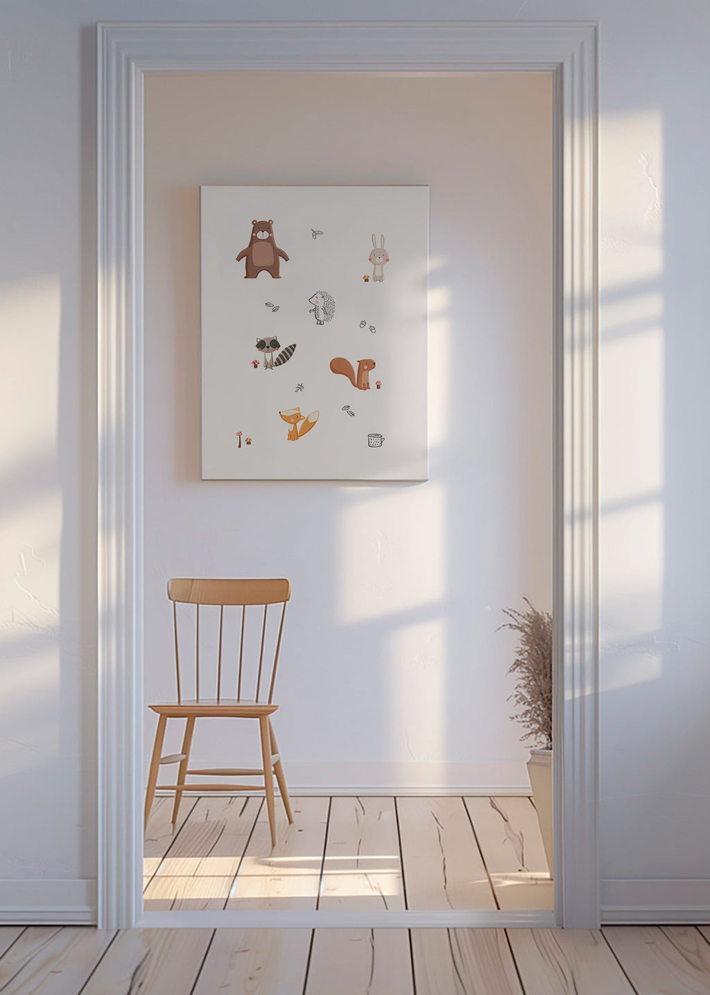 Kinderbild Waldtiere in sanften Pastelltönen