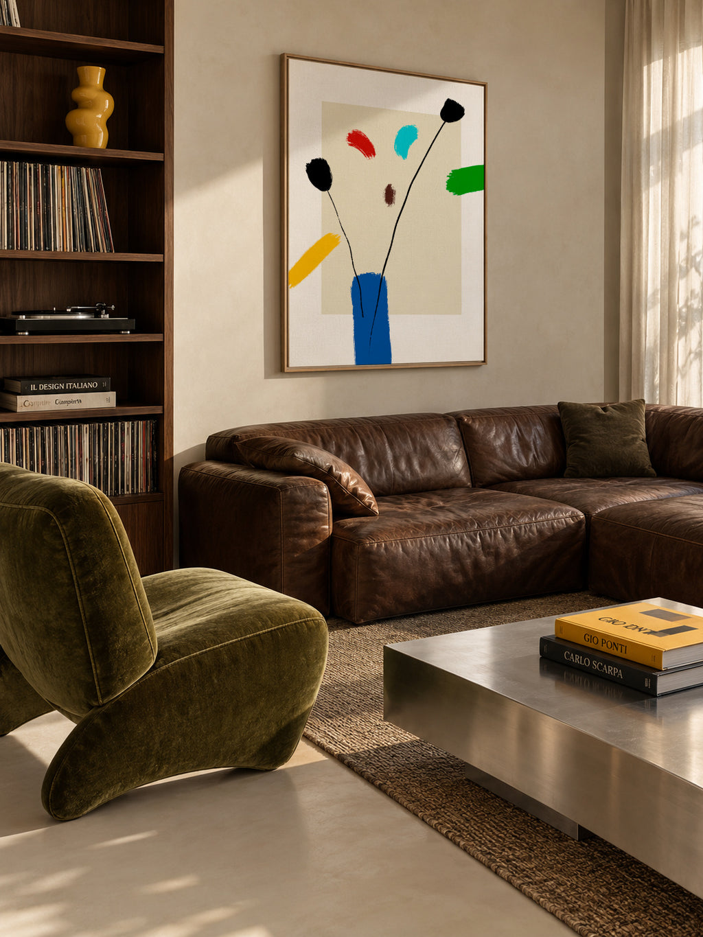 Happy Flowers - Framed canvas in an interior