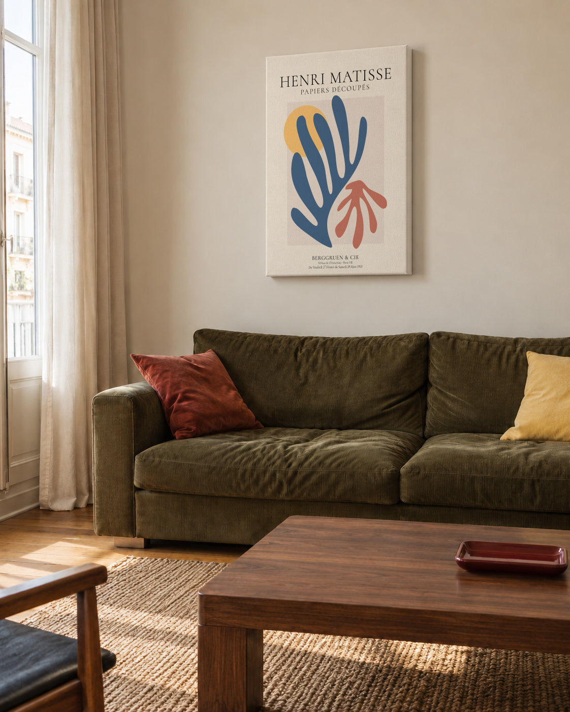 Henri Matisse papiers découpés IV - Unframed canvas in an interior