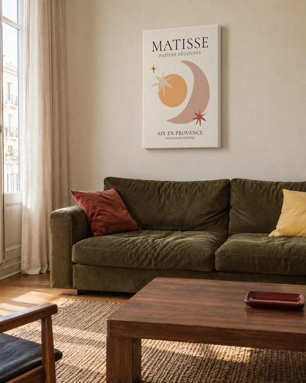Henri Matisse papiers découpés VIII - Unframed canvas in an interior