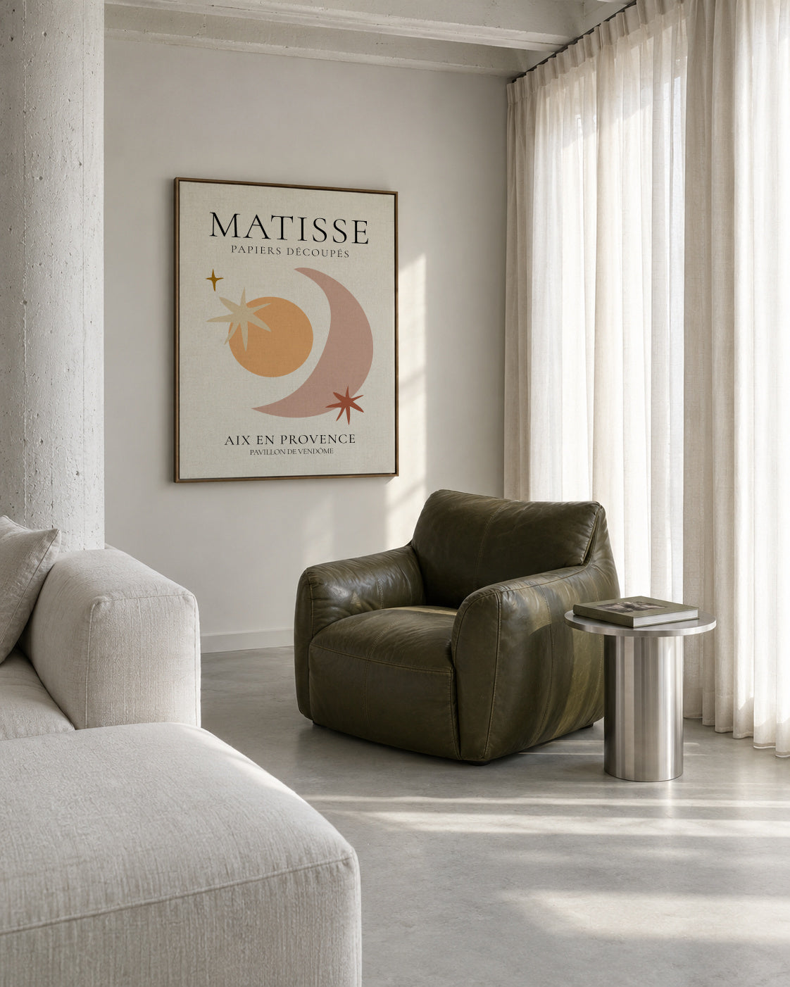 Henri Matisse papiers découpés VIII - Framed canvas in an interior