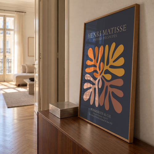 Henri Matisse NAVY papiers découpés I - Framed poster in an interior
