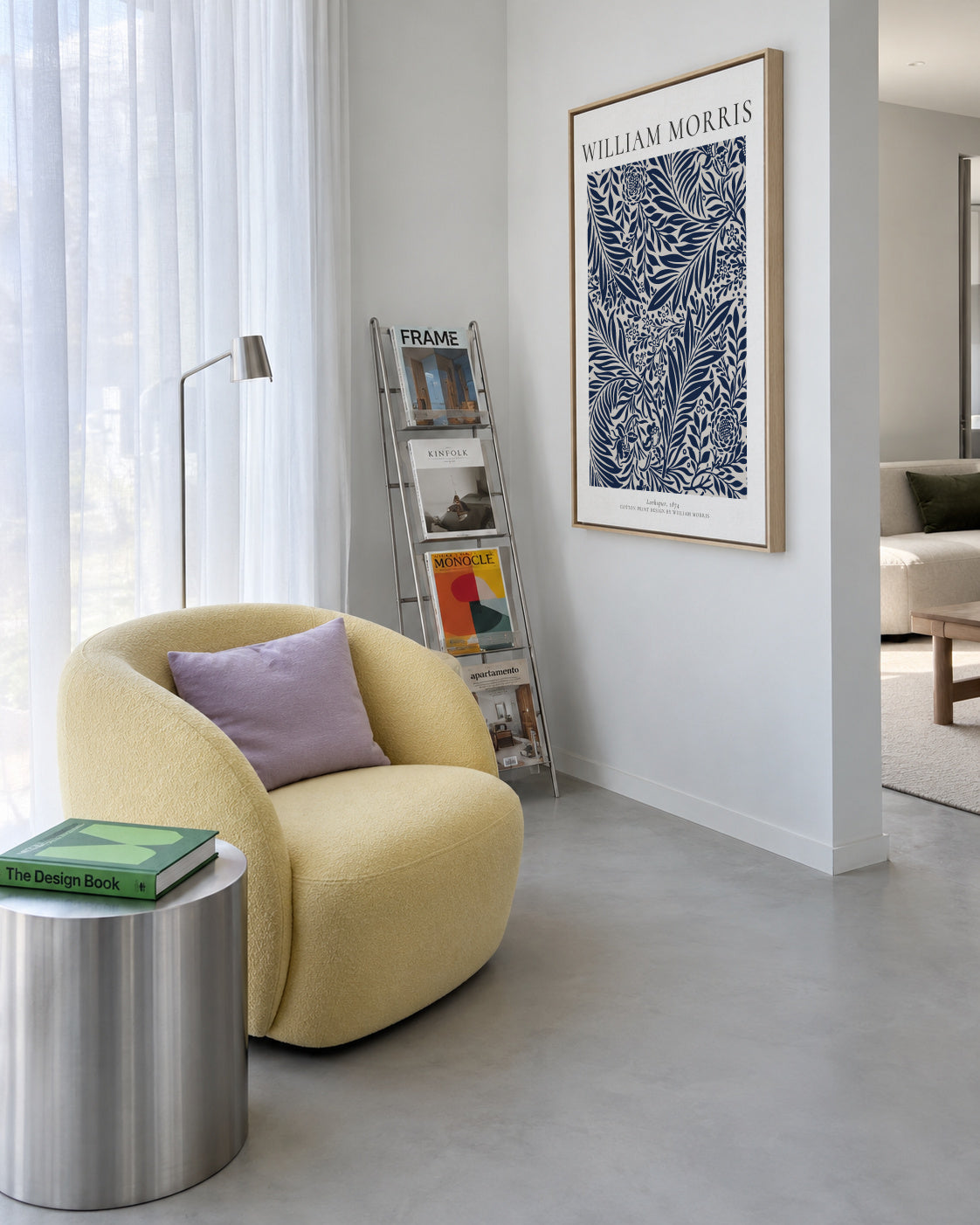 William Morri Larkspur - Framed canvas in an interior