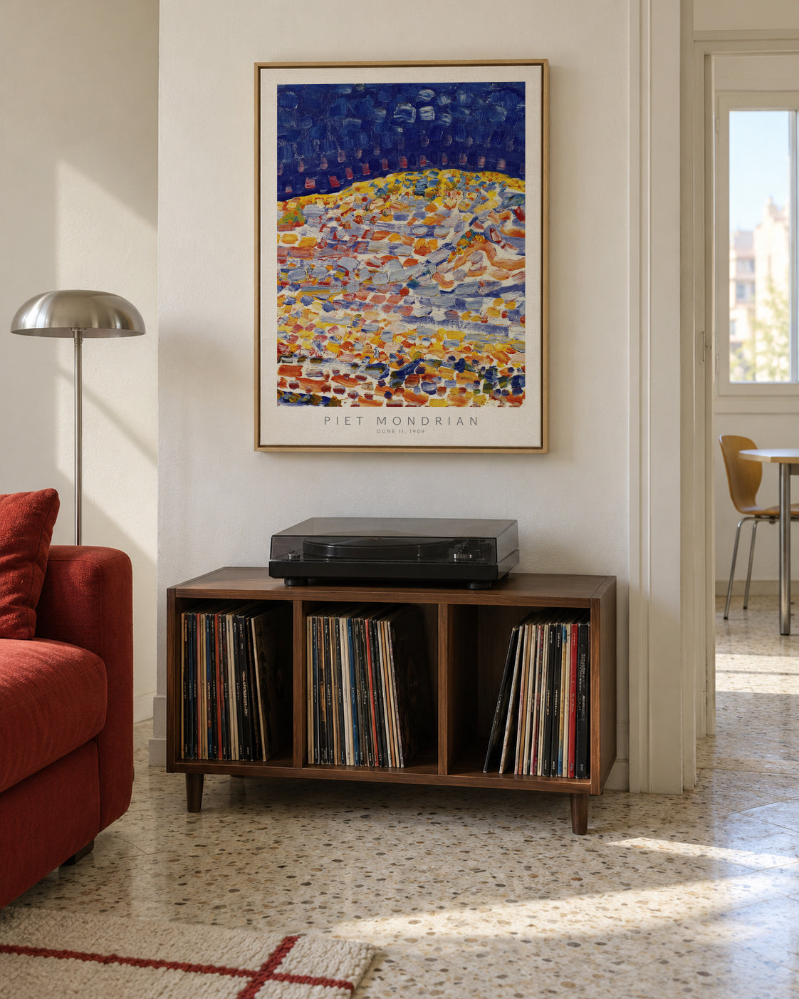 Piet Mondrian Dune II - Framed canvas in an interior