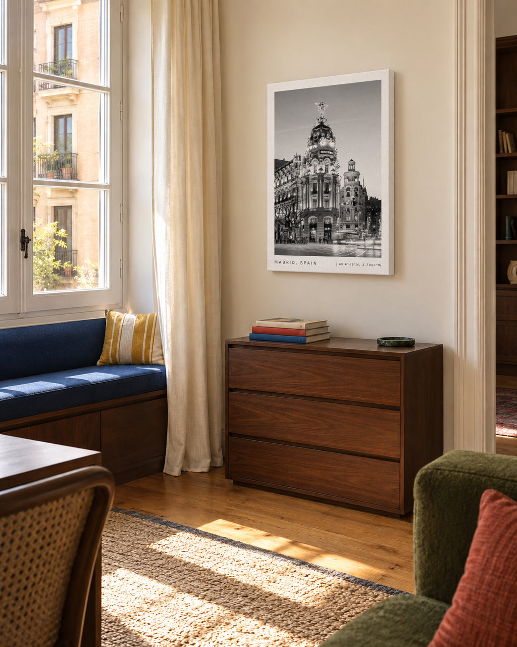 Madrid Spain coordinates poster - Unframed canvas in an interior
