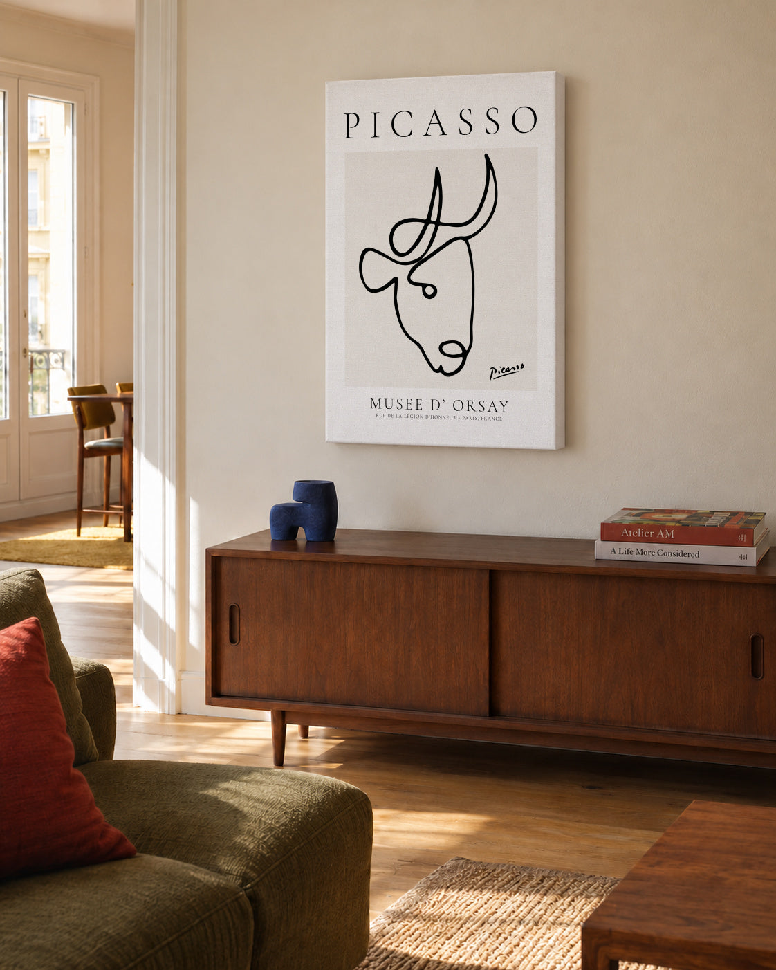 Pablo Picasso Animals Drawings the bull - Unframed canvas in an interior