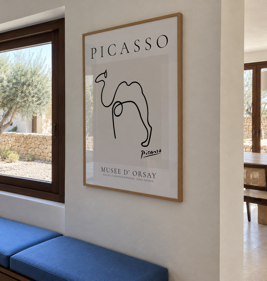 Pablo Picasso Animals Drawing cammel - Framed poster in an interior