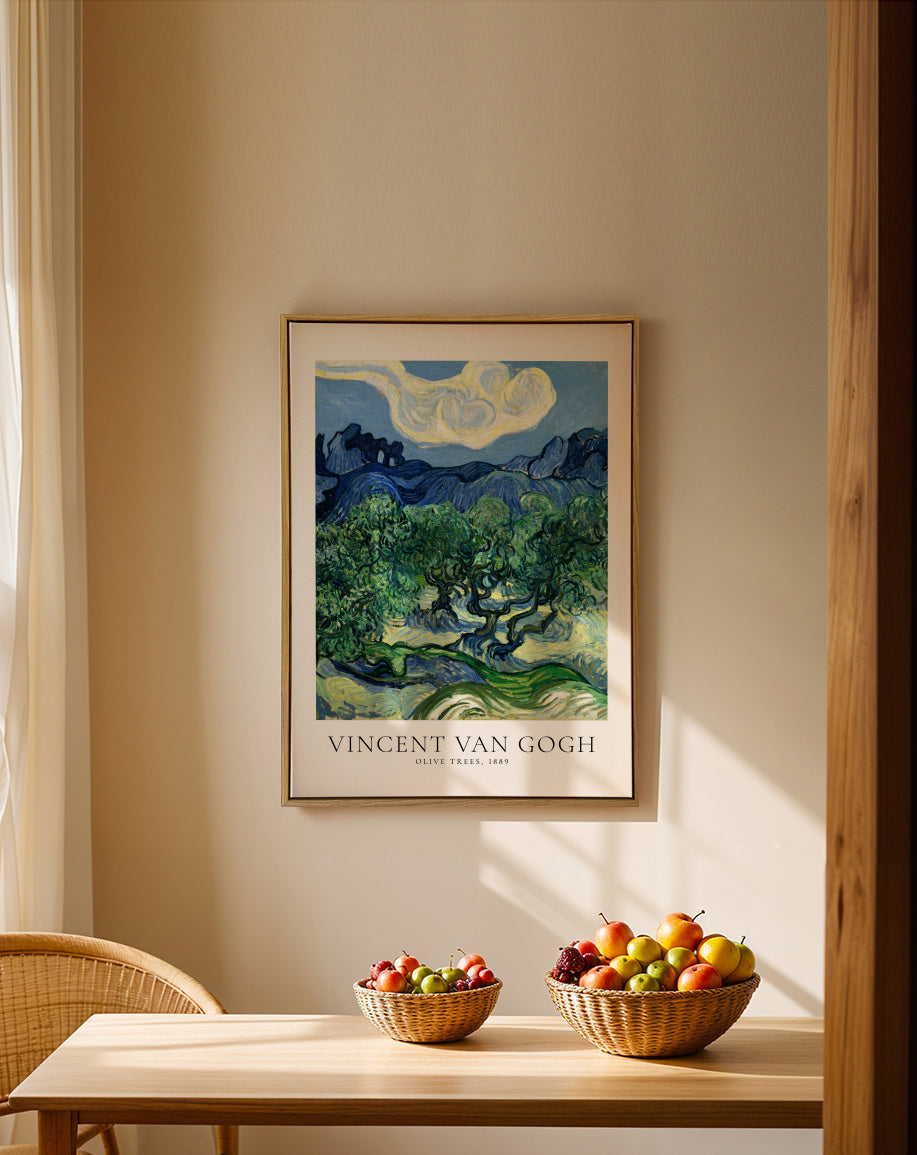Vincent Van Gogh Olive trees - Framed canvas in an interior