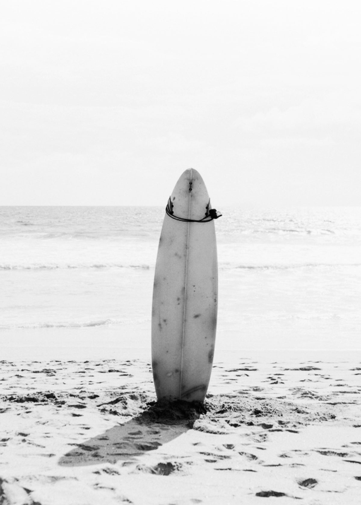 Beach Vintage Surfing board Black & White - Unframed art print