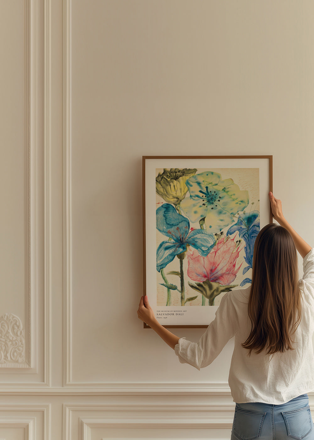 Salvador Dali fleurs I - Framed poster in an interior