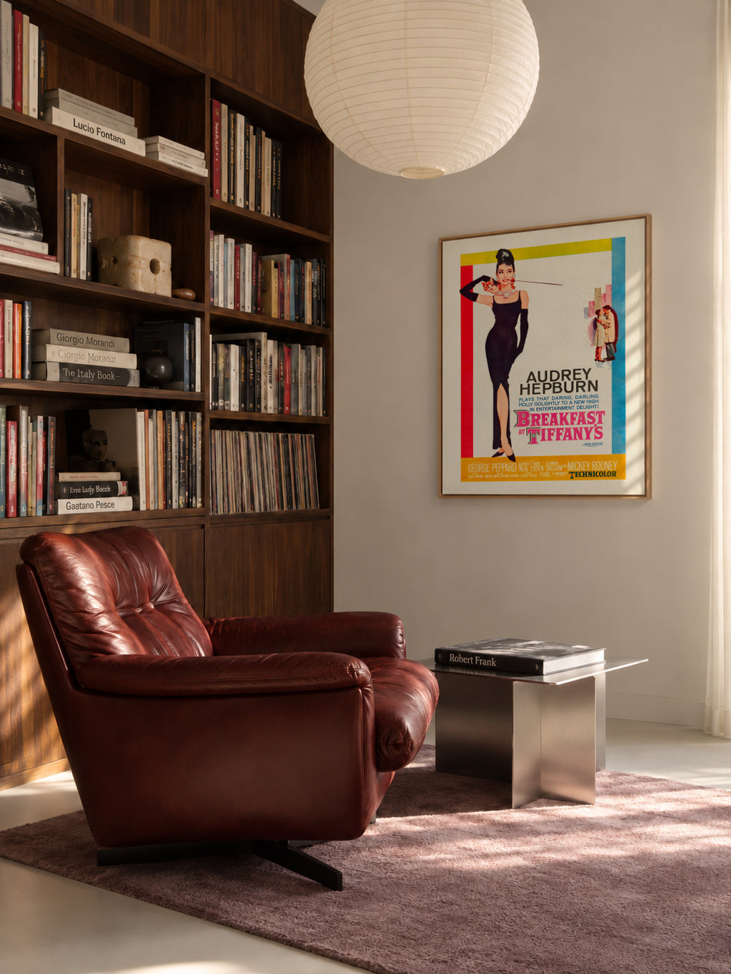 Audrey Hepburn Breakfast at Tiffanys 1961 film poster - Framed canvas in an interior