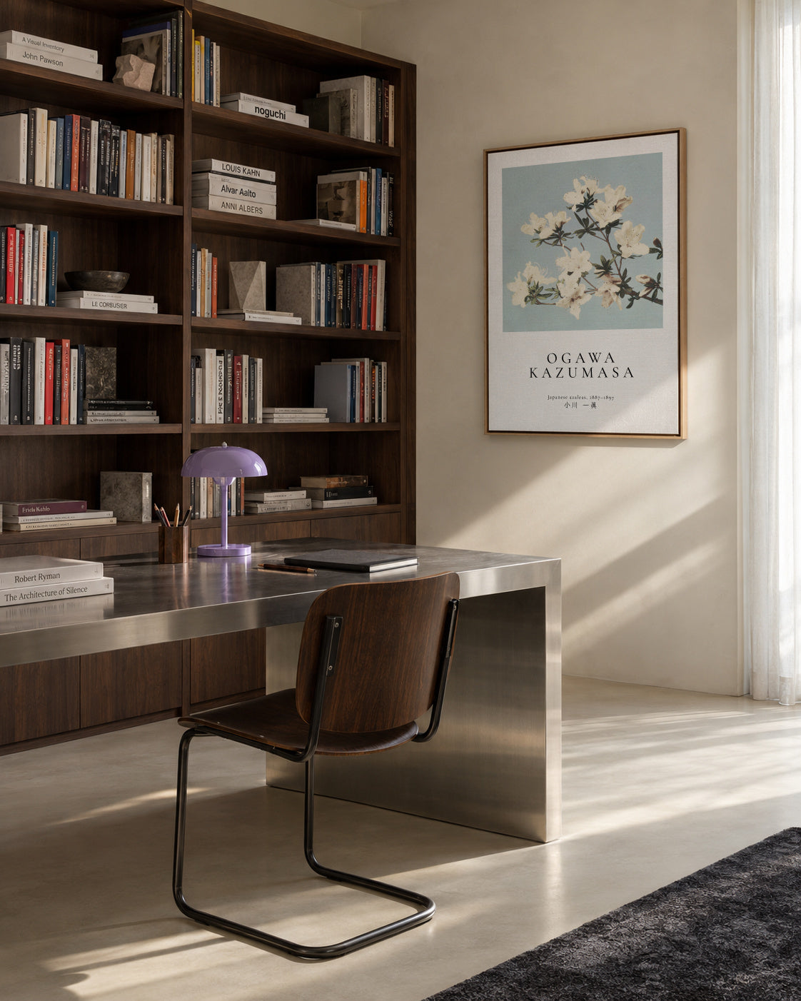 Japanese azaleas by Ogawa Kazumasa - Framed canvas in an interior
