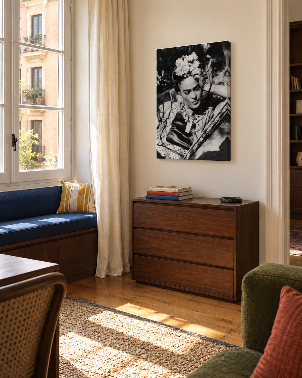 Frida Kahlo vintage photograph I - Unframed canvas in an interior