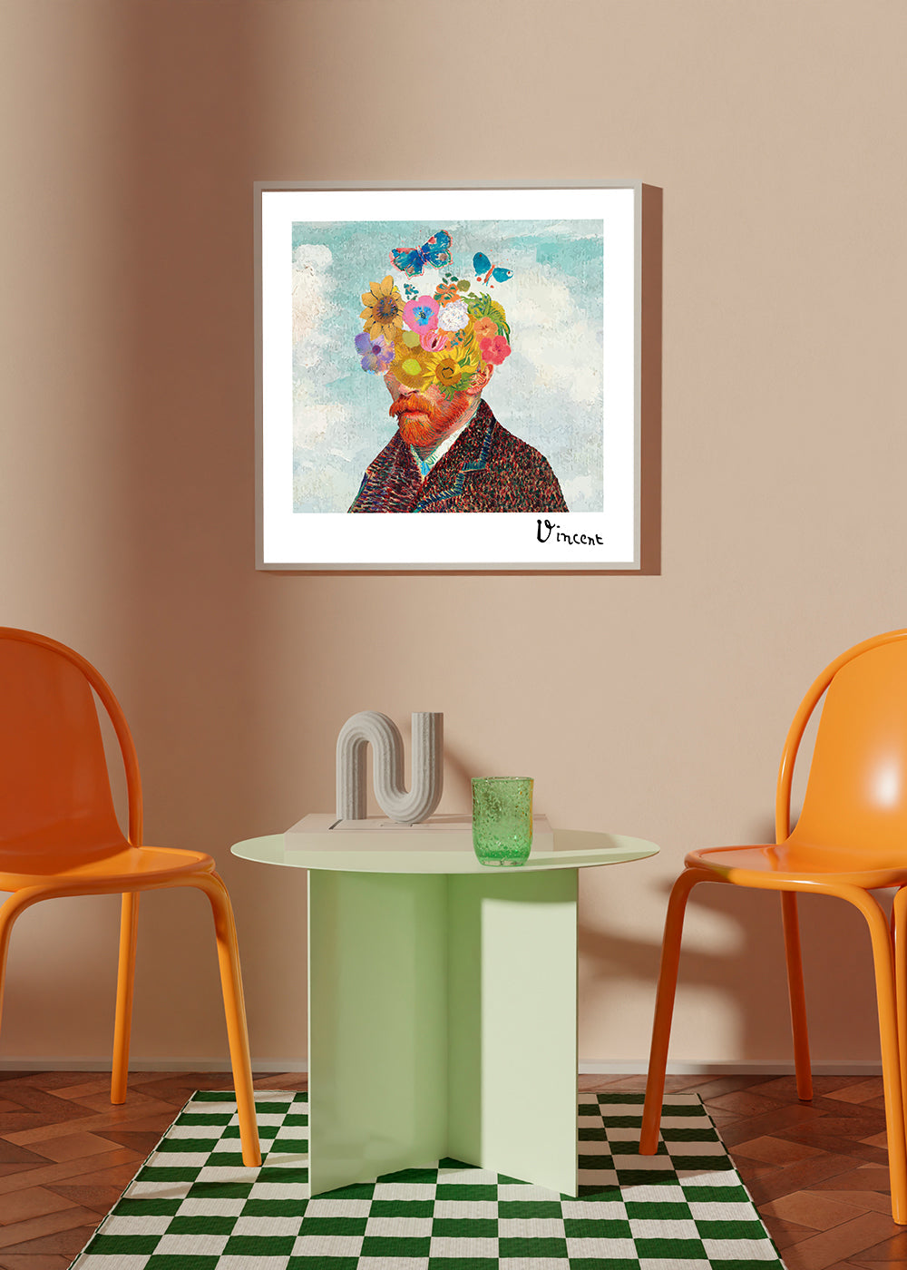 Vincent van Gogh inspired self-portrait & flower remixed - Square