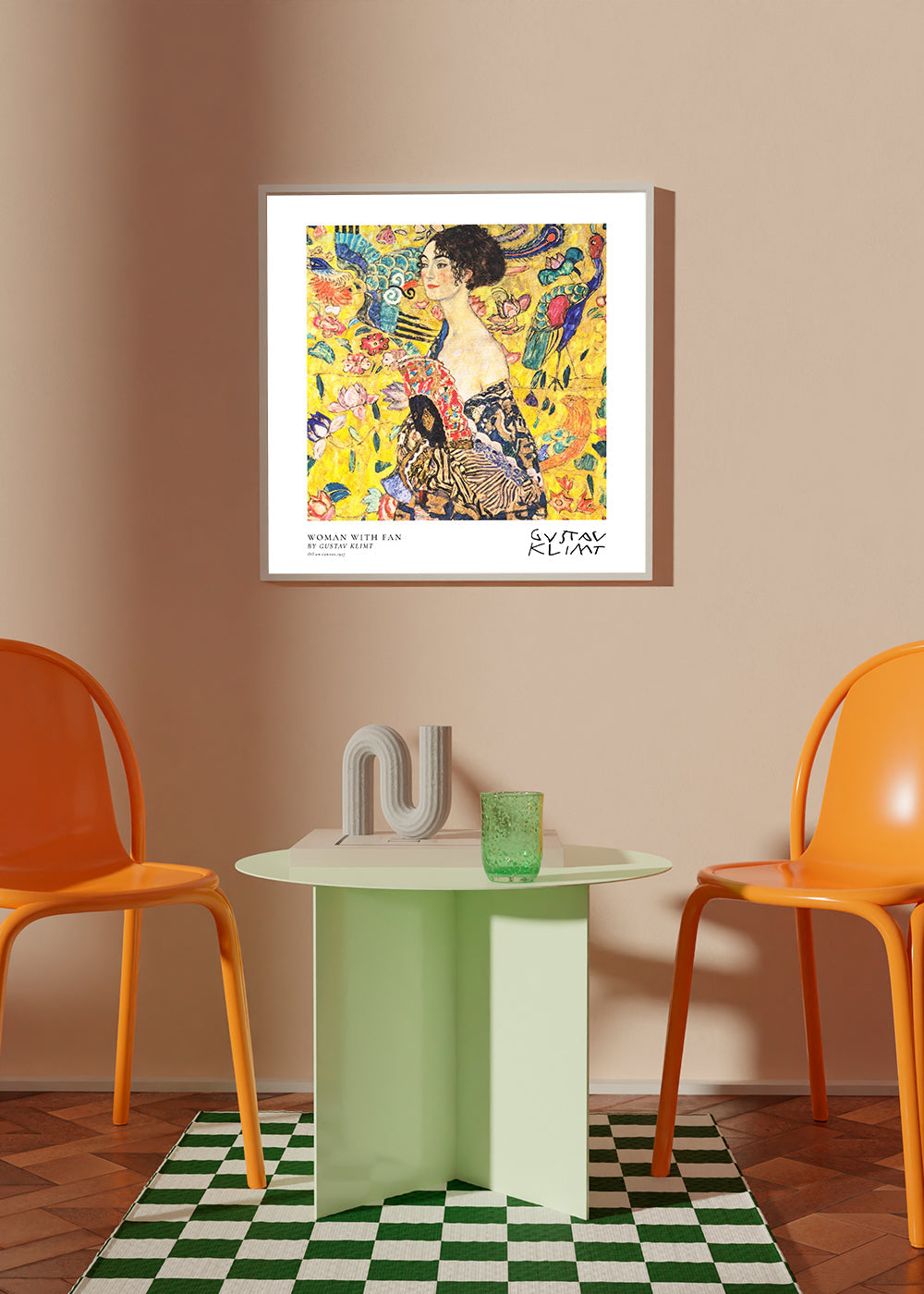 Woman with Fan by Gustav Klimt - Square