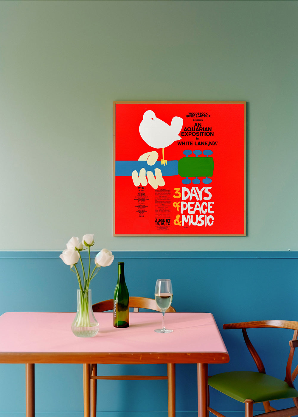 Woodstock 1969 Poster -  3 days of peace & music - Square