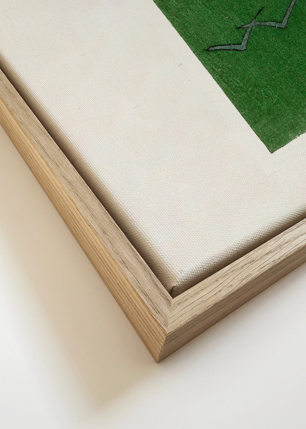 Green Birds Woodblock print from Yatsuo no tsubaki by Taguchi Tomoki - Square - Framed canvas detail