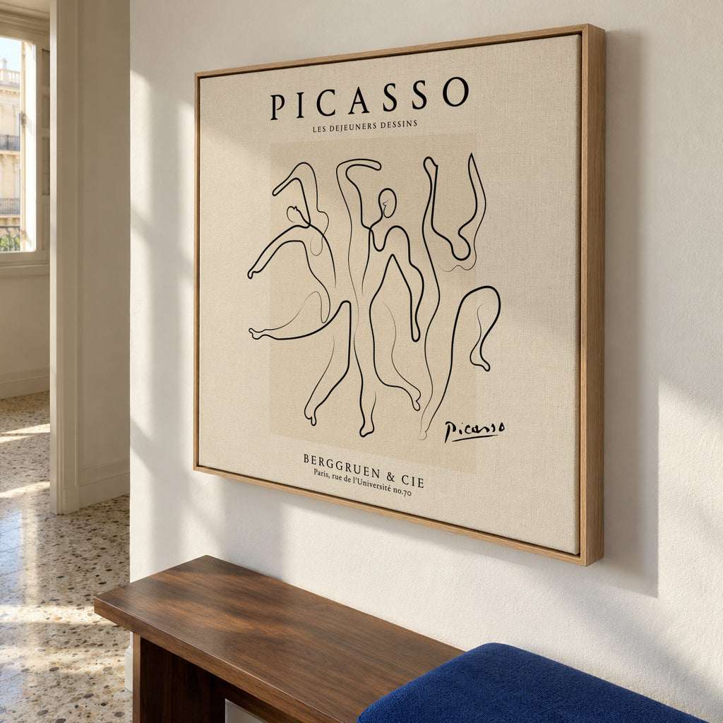 Pablo Picasso The Three Dancers Sktech poster - Square - Framed canvas in an interior