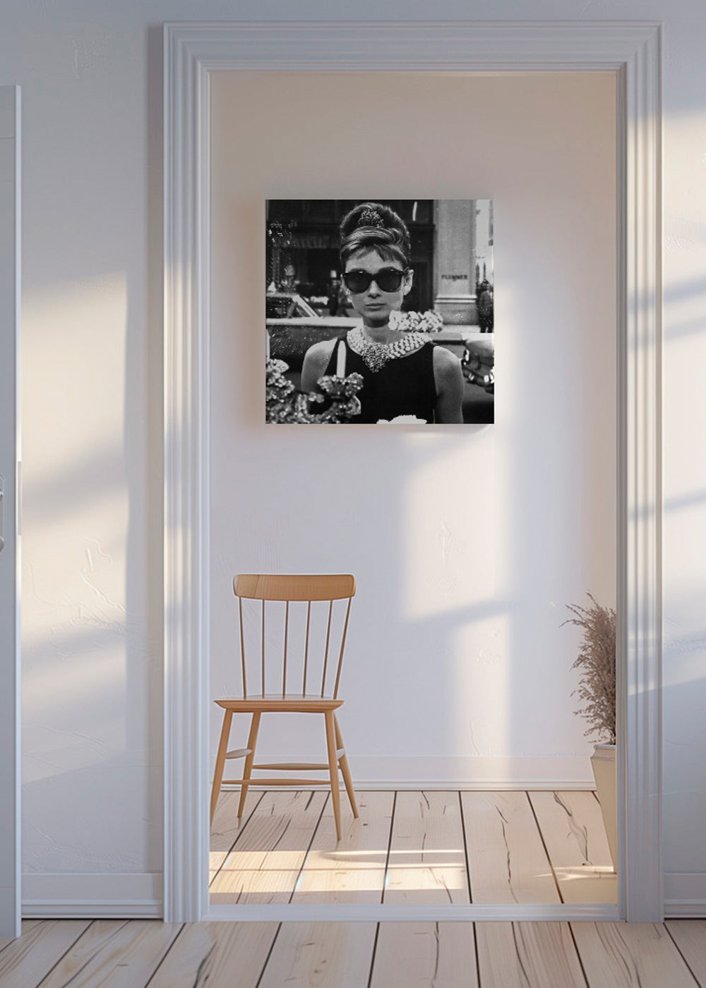 Audrey Hepburn in Breakfast at Tiffany vintage photograph.  - Square