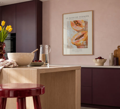 Le marche fermier - LES PAPAYES - Framed poster in an interior