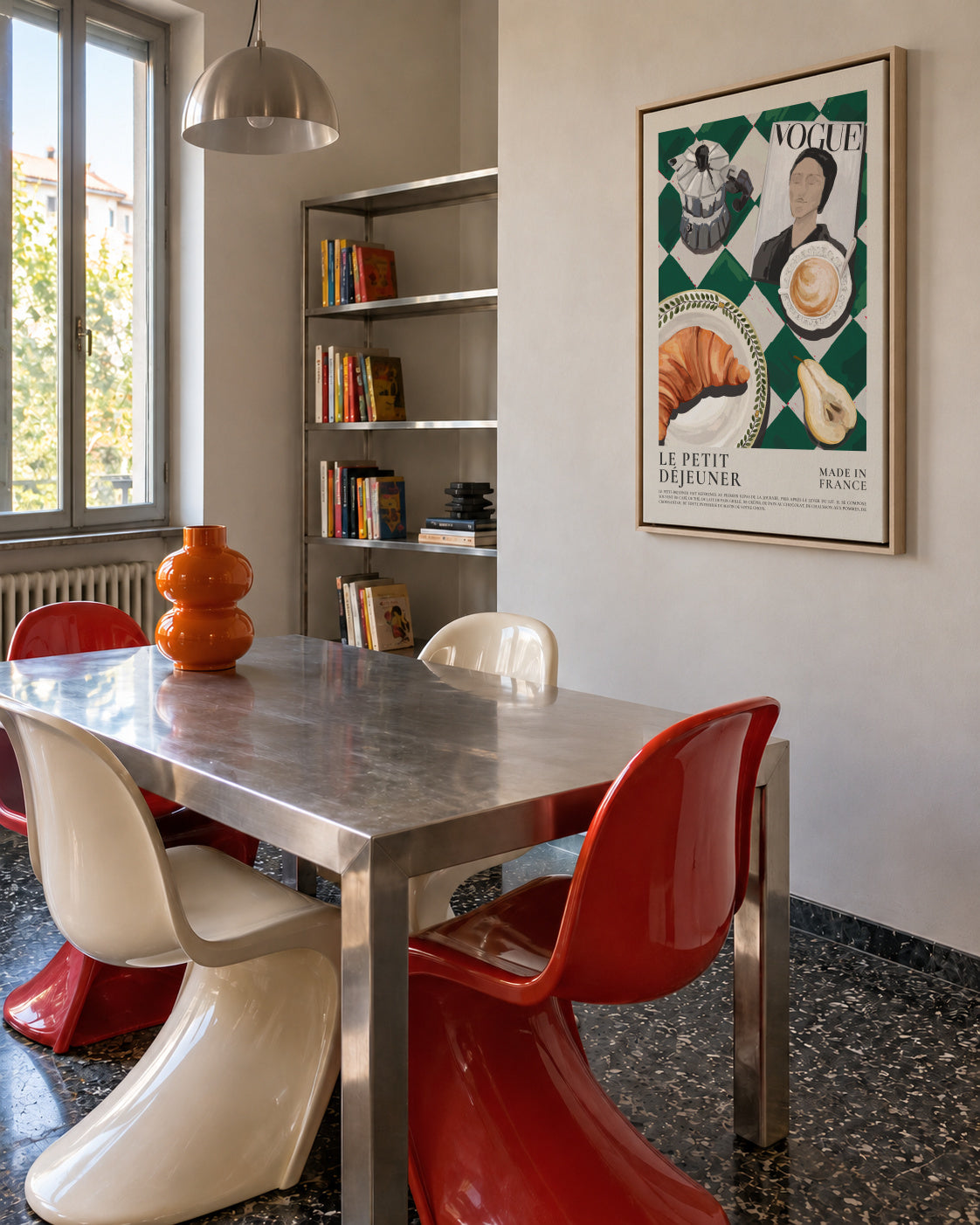 Le petit dejeuner , Made in France - Framed canvas in an interior