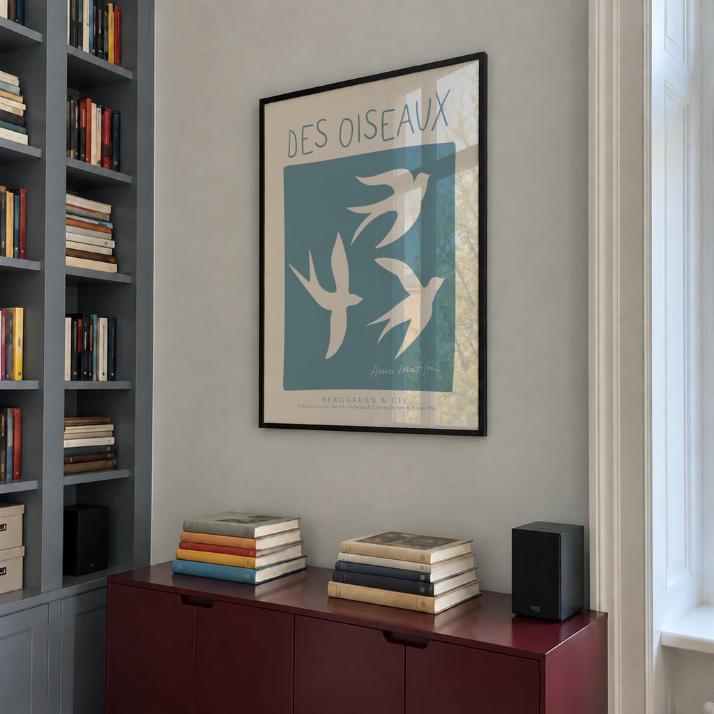 Henri Matisse,Des Oiseaux - Framed poster in an interior