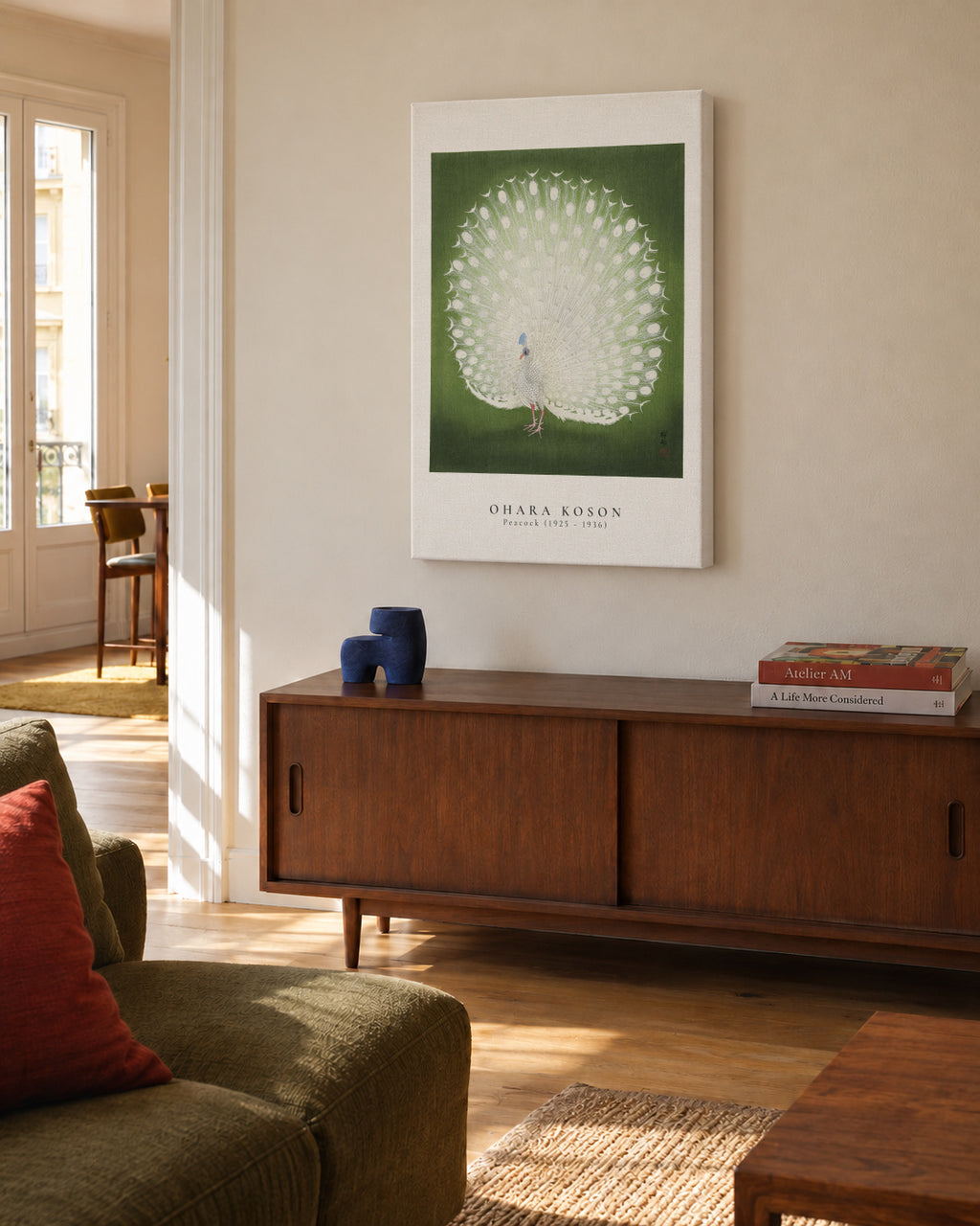 Ohara Koson, Peacock - Unframed canvas in an interior