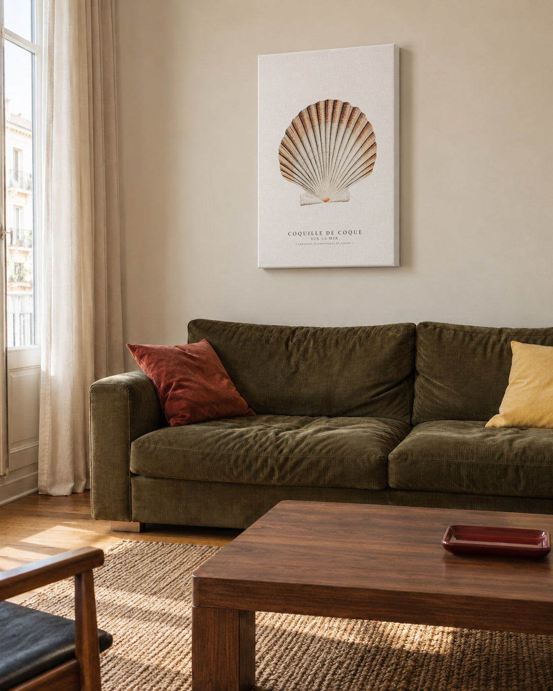 Seashell (coquille de coque) - Sealife Collection - Unframed canvas in an interior