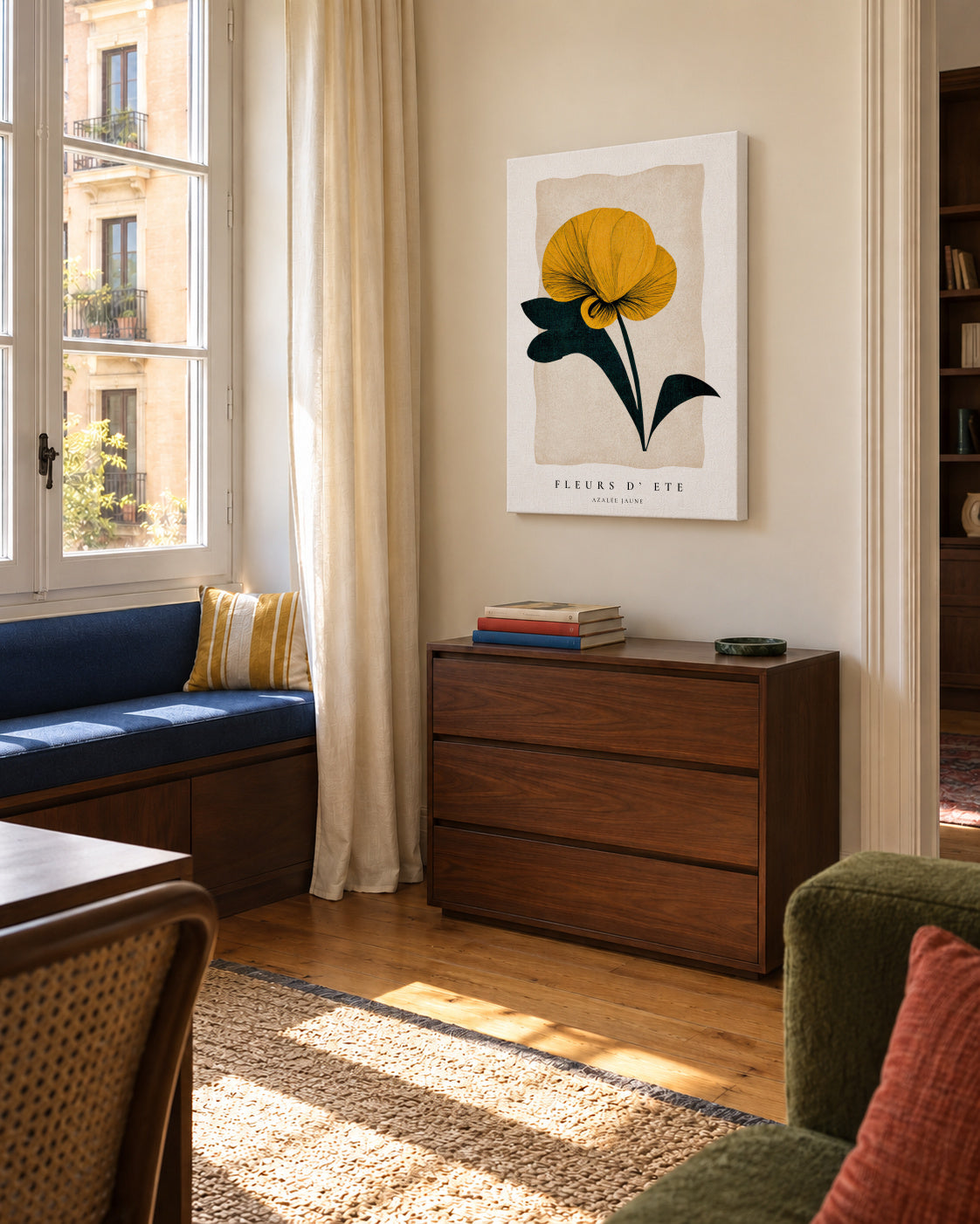 Summer flowers (fleurs d'été ) Azalea - Unframed canvas in an interior