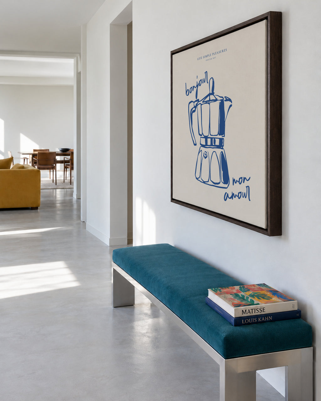Life Simple simple pleasures - Bonjour mon amour - SQUARE - Framed canvas in an interior