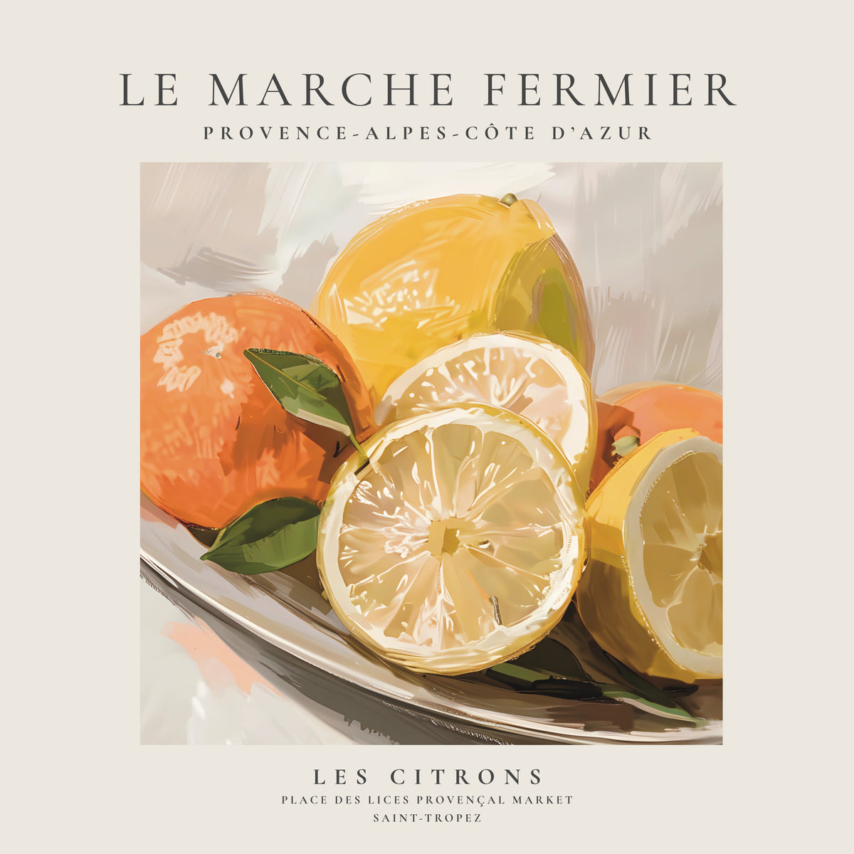 Le marche fermier - Les Citrons - SQUARE - Unframed art print