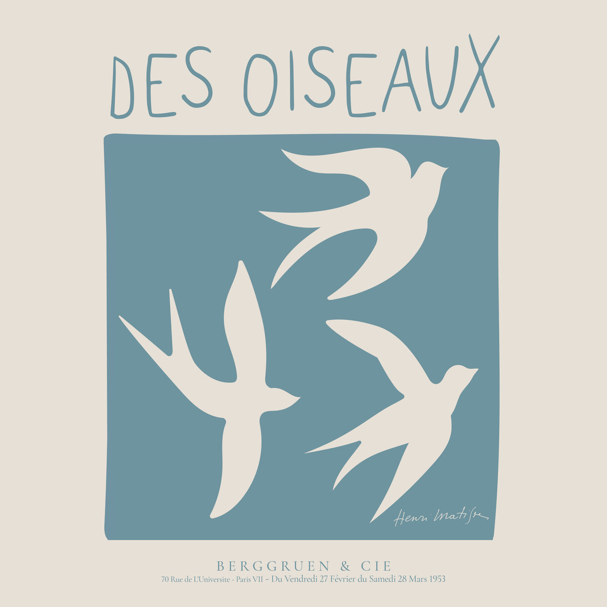 Henri Matisse,Des Oiseaux - SQUARE - Unframed art print