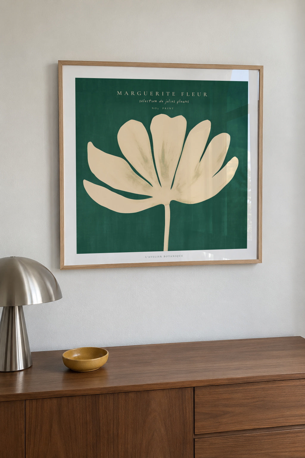 Daisy Flower (Marguerite Fleur) - SQUARE - Framed poster in an interior