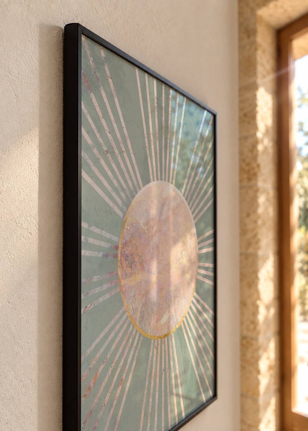 Sage green Boho Sunrise 2 - Framed poster detail