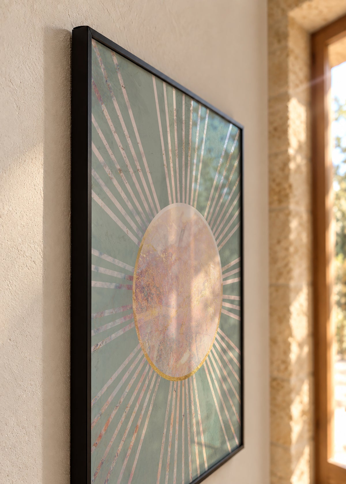 Sage green Boho Sunrise 2 - Framed poster detail