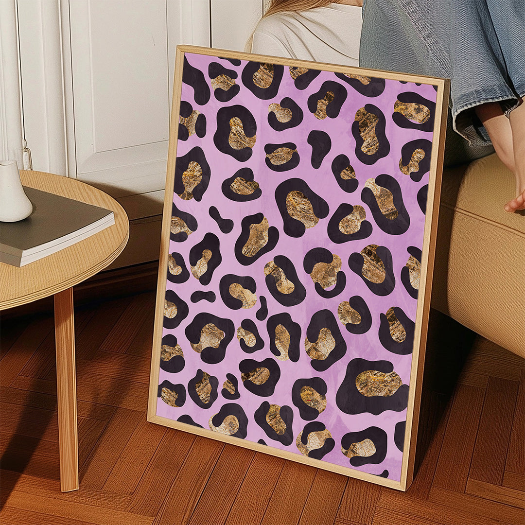 Gold Pink leopard print