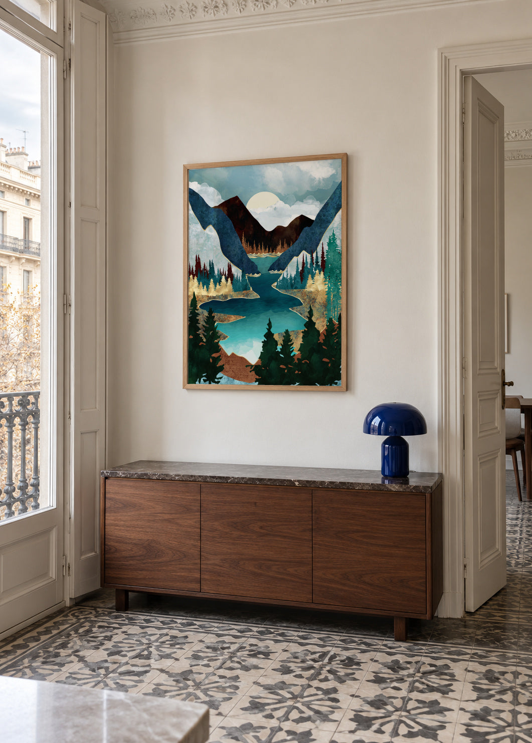River Vista - Framed poster in an interior