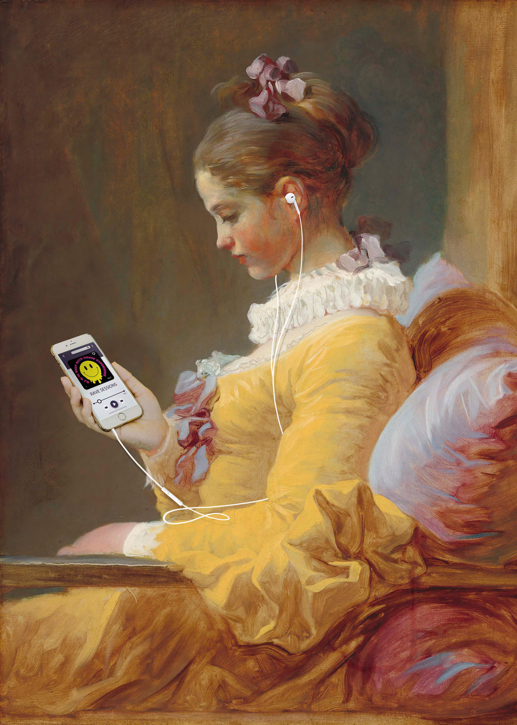 Listening a new track - Unframed art print