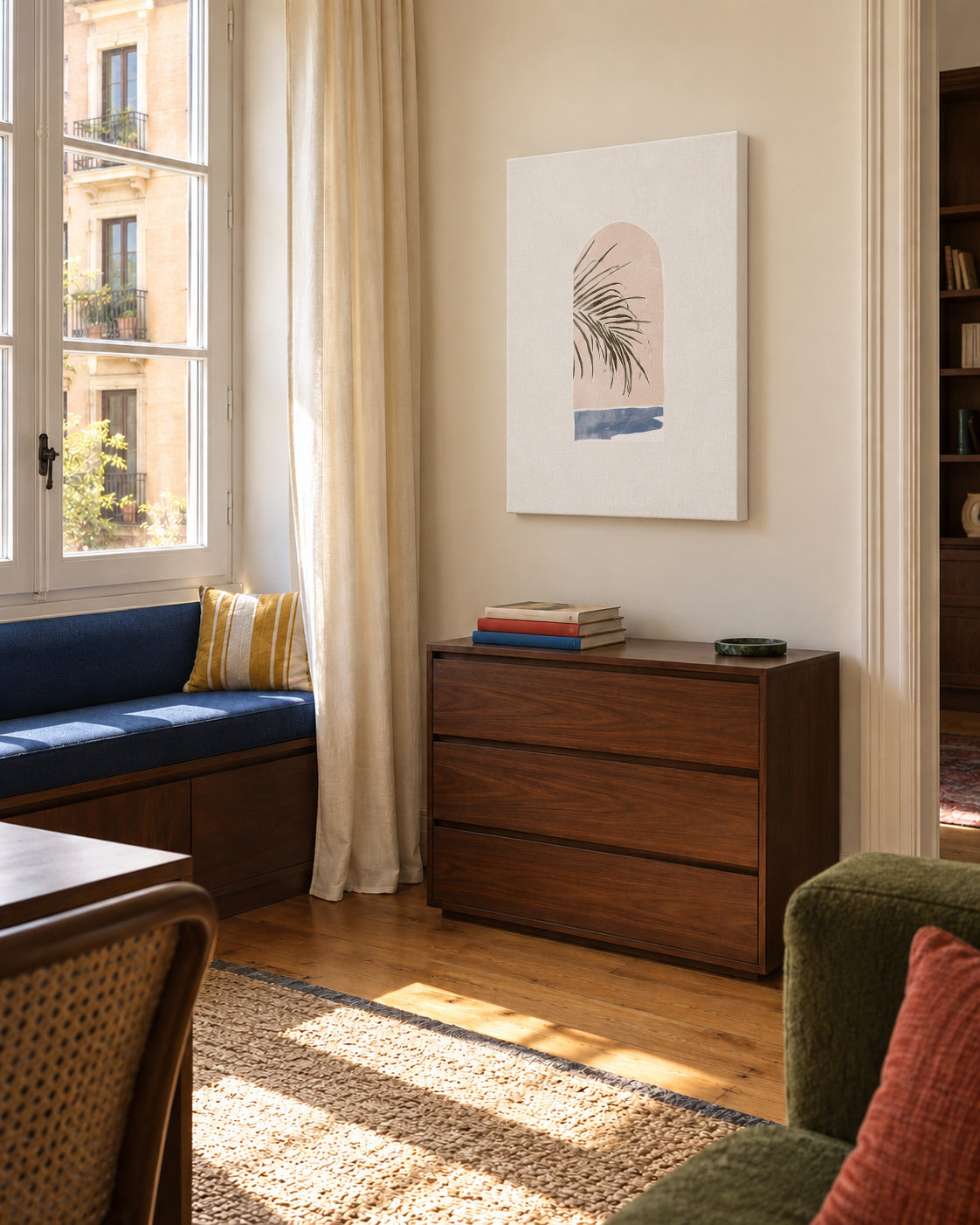 Tropical Window Landscape II - Unframed canvas in an interior