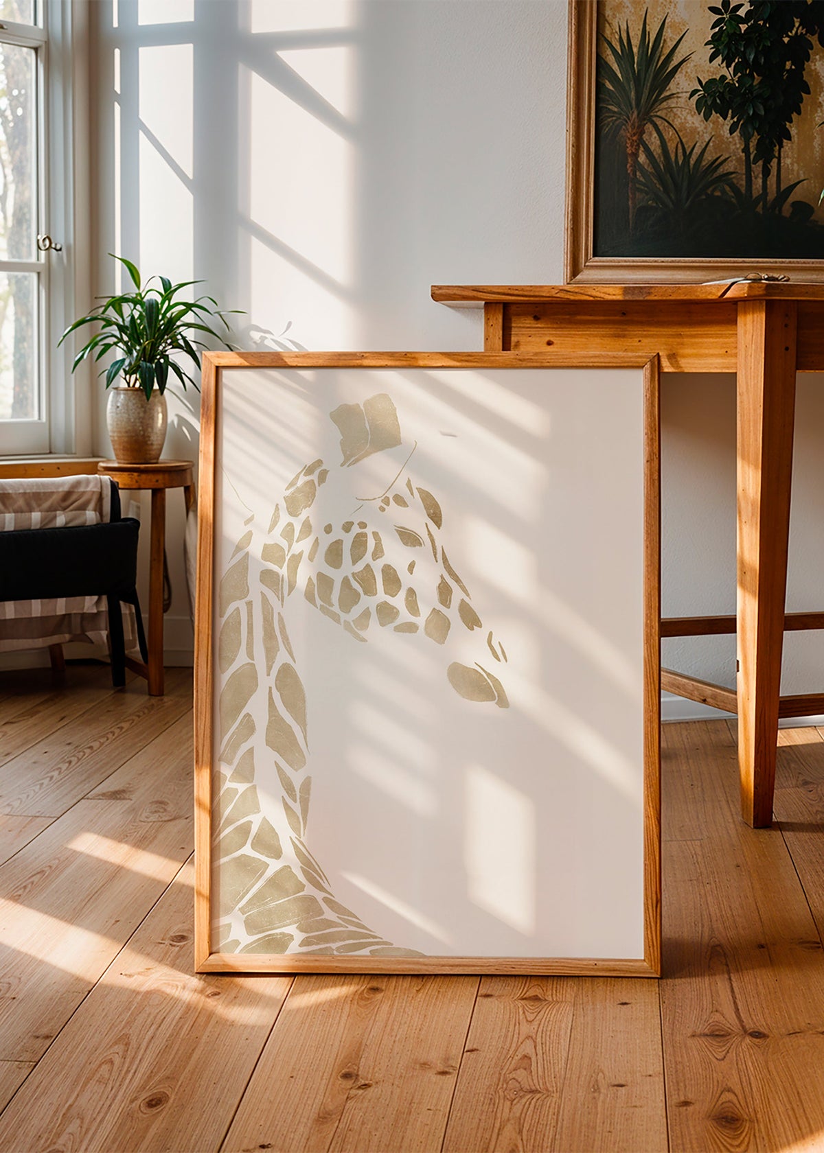 Cuadro jirafa beige perfil – Product1