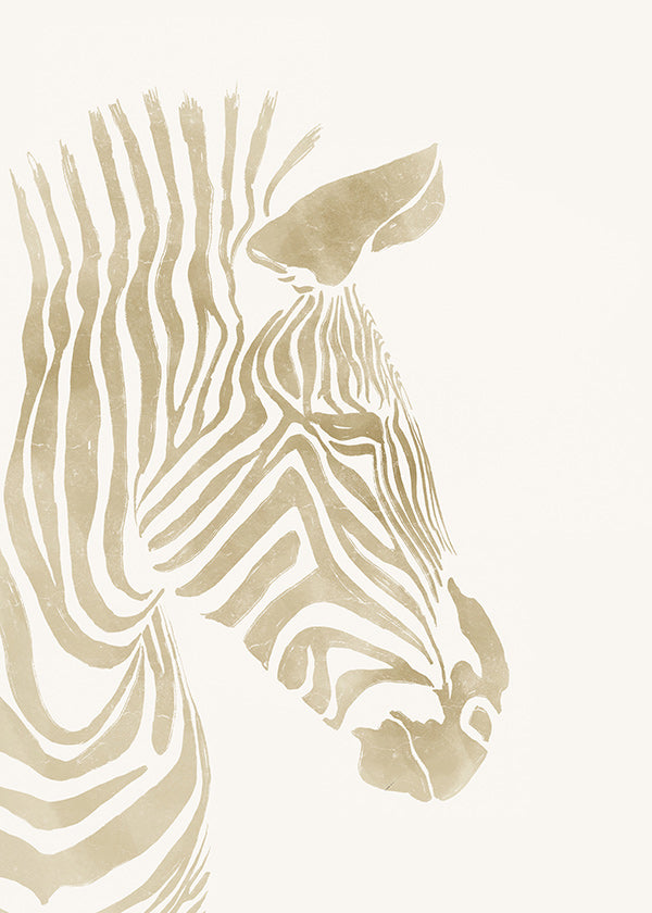 Cuadro de cebra minimalista beige