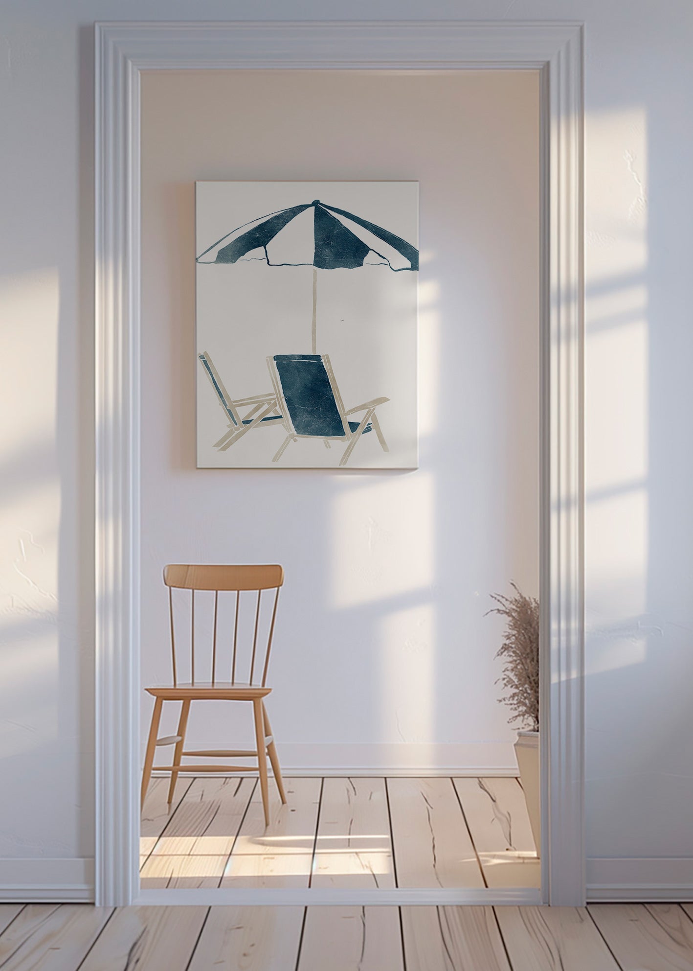 Cuadro de paisaje con sombrilla y hamacas – Canvas