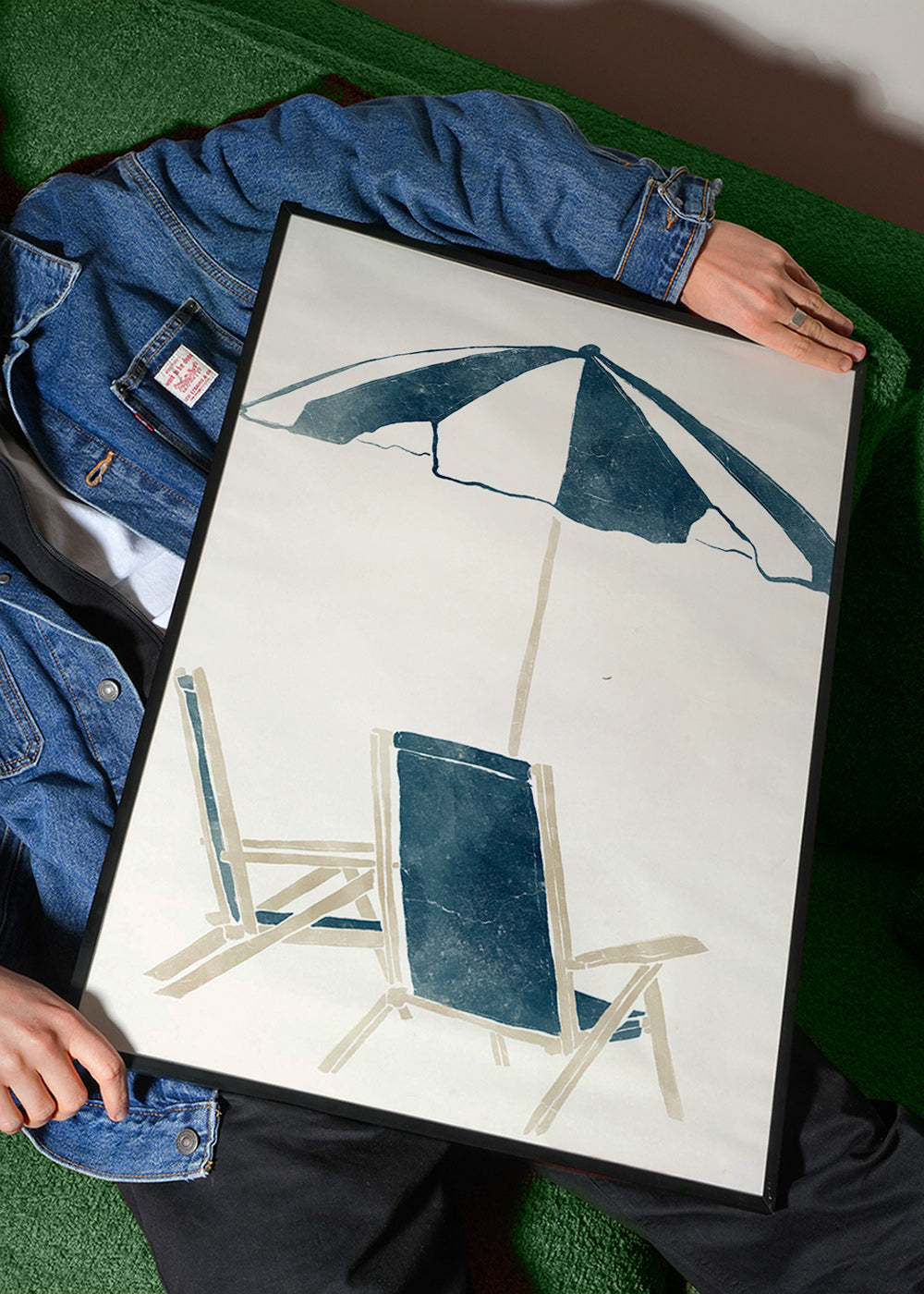 Cuadro de paisaje con sombrilla y hamacas – Product1