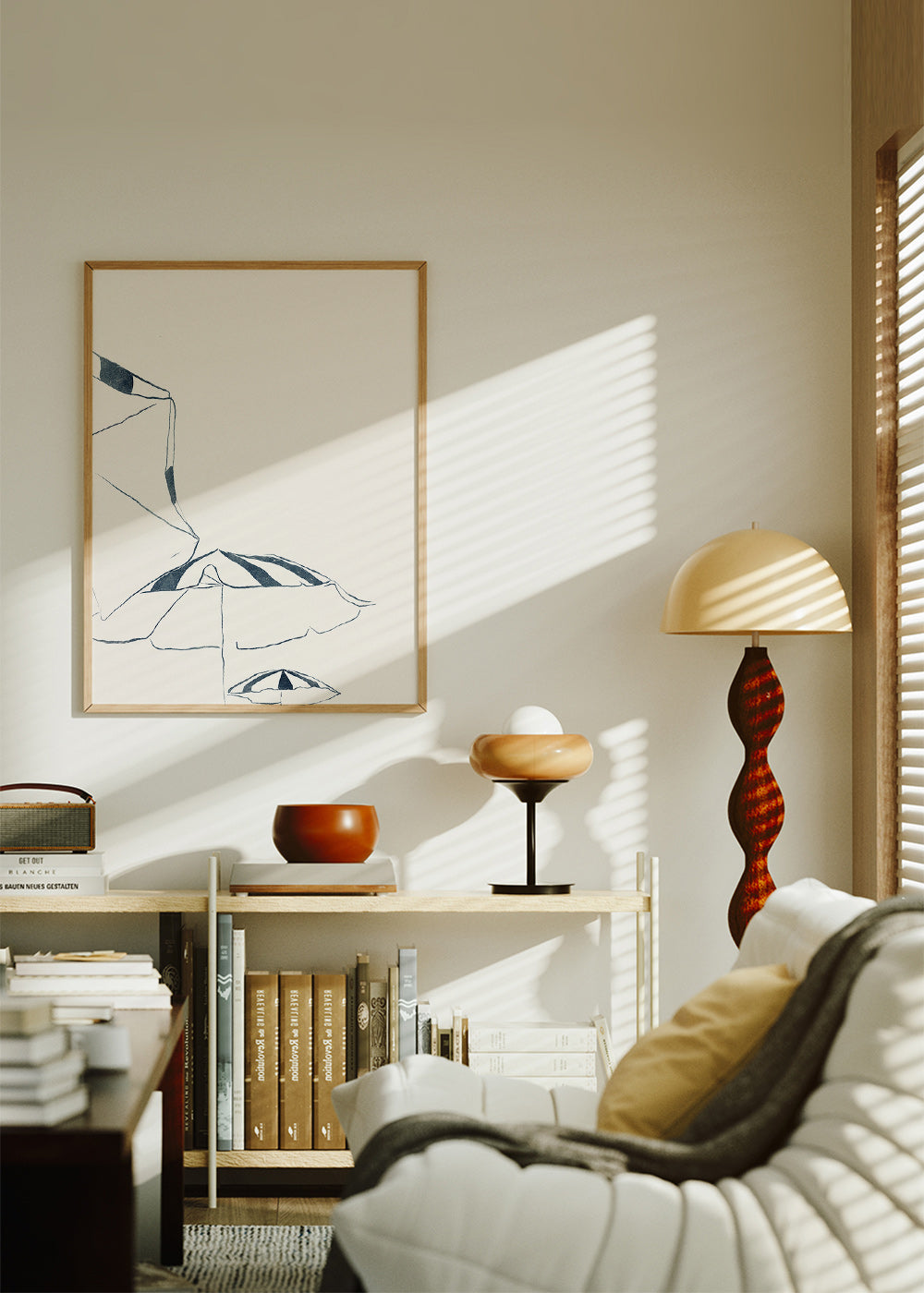 Ilustración de sombrillas azules minimalistas – Product3