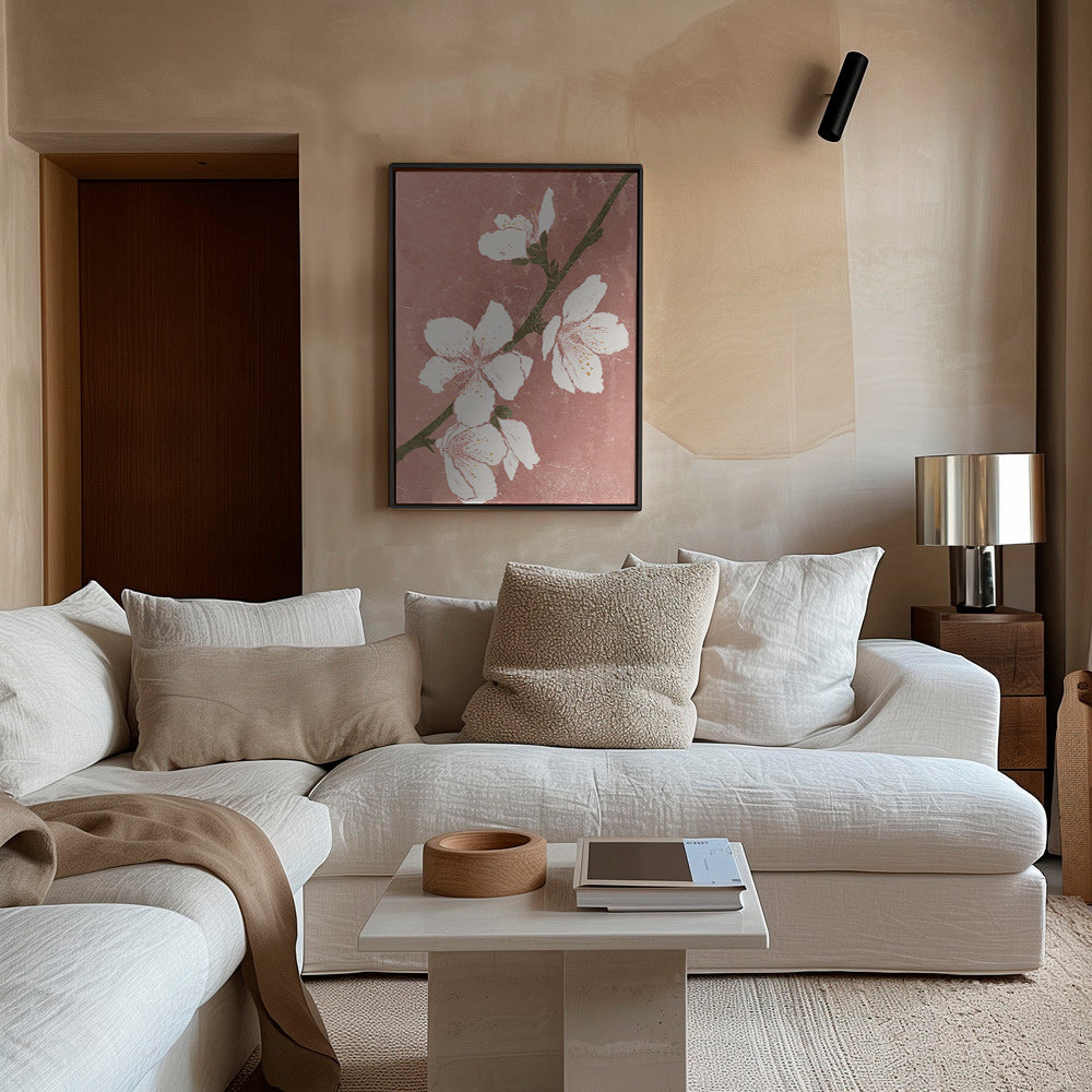 Lámina botánica con flor sobre fondo rosa – Canvas1