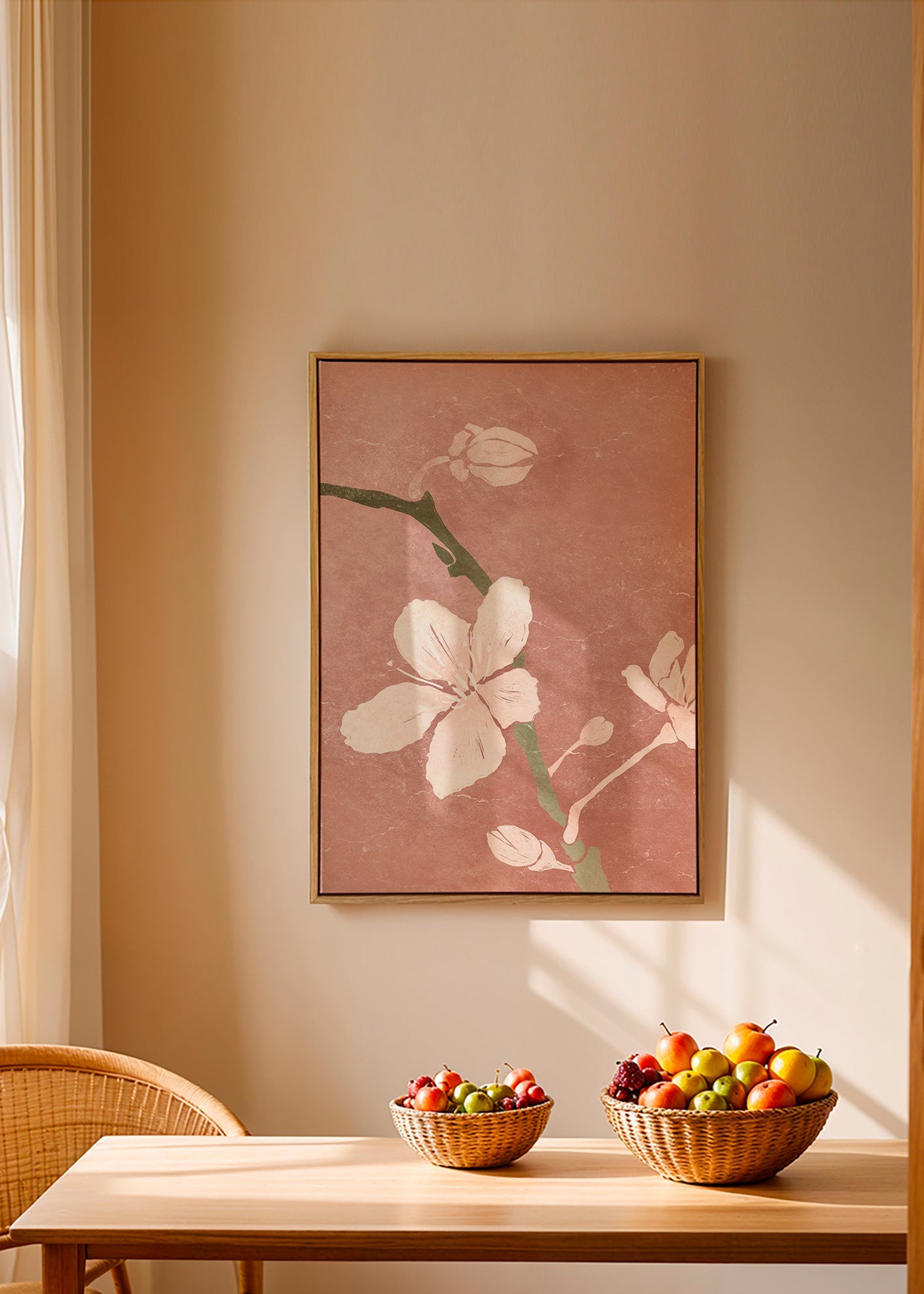 Lámina botánica rosa con flor en primer plano – Canvas2