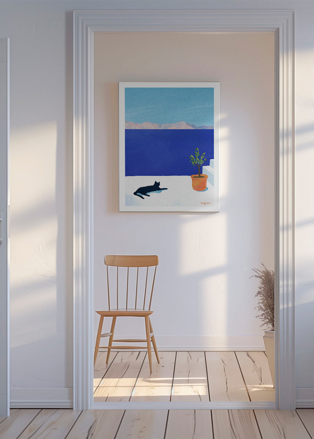 Landschaftskunst Black cat - siesta on the roof