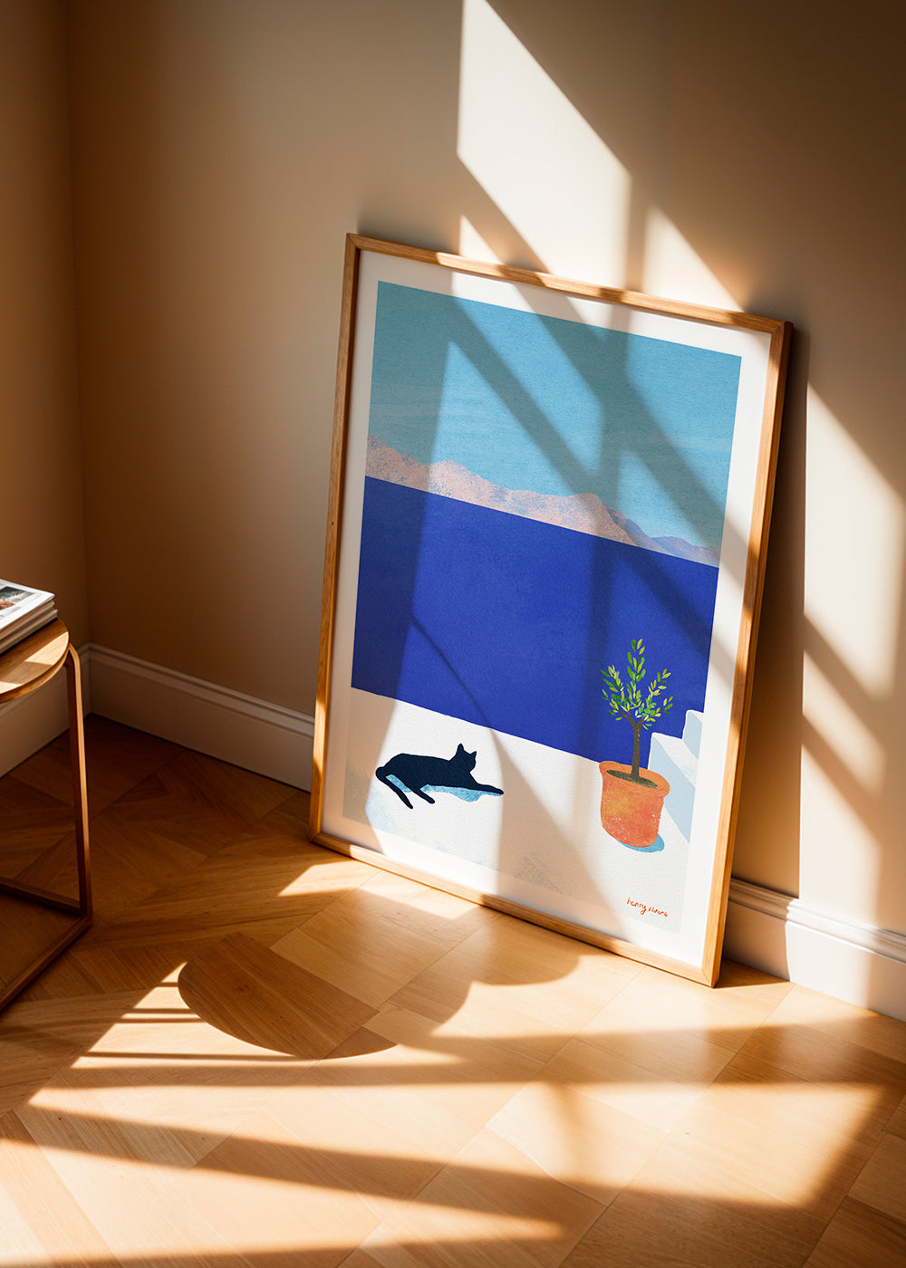 Landschaftskunst Black cat - siesta on the roof