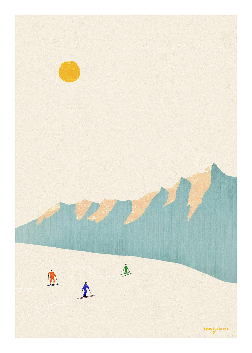 Landschaftskunst Happy skiers